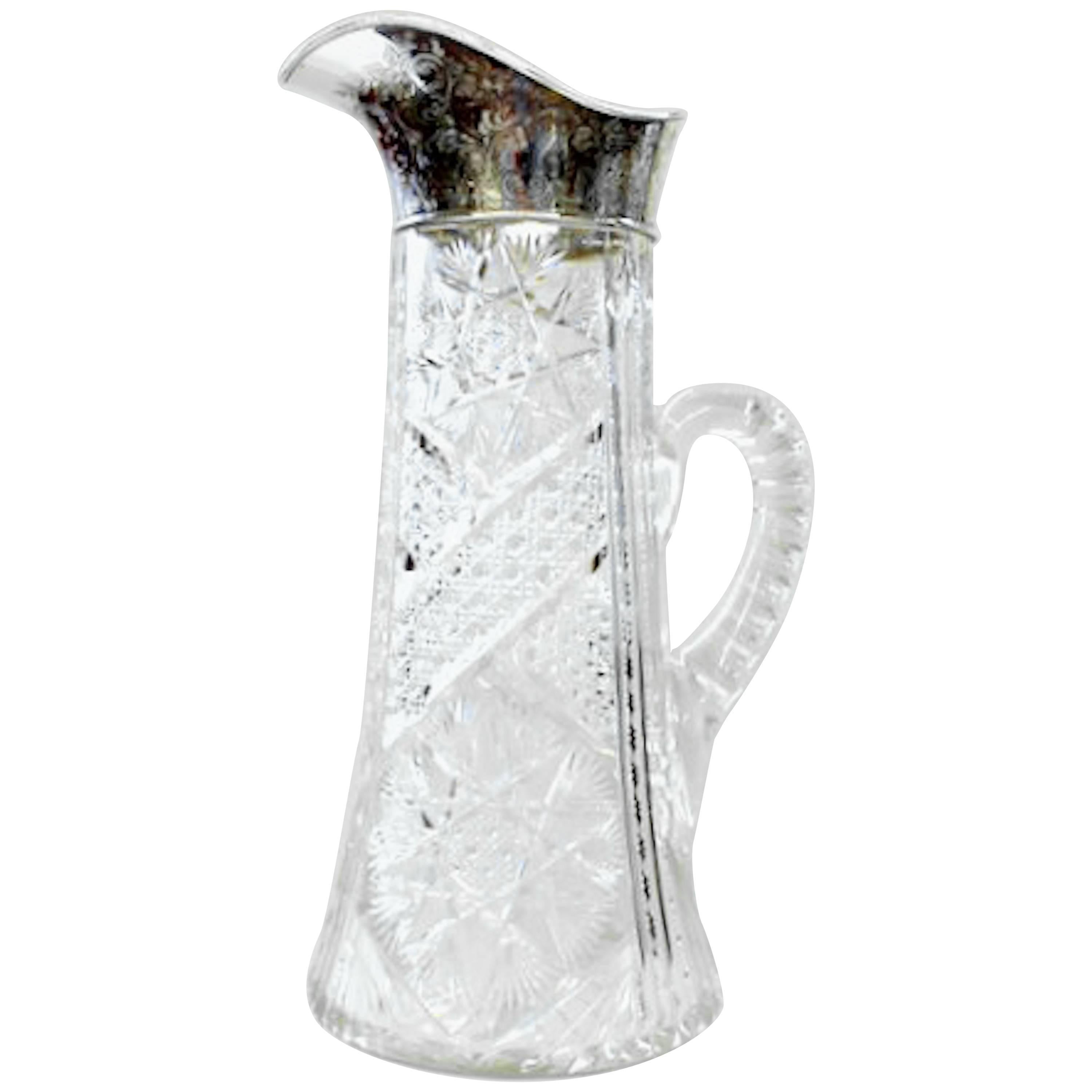 Antique American Brilliant Period Hand-Cut Crystal Champagne or Lemonade Pitcher