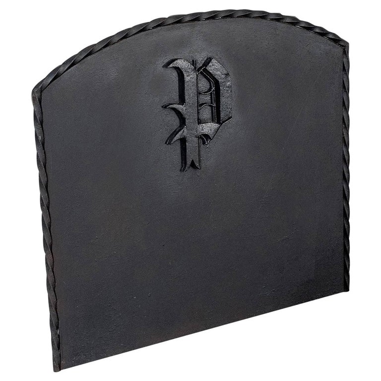 Large Antique Cast Iron Fire Back Heavy Plate Fireplace Large Antique Cast Iron Fire Back Heavy Plate Fireplace Circa 1900 For