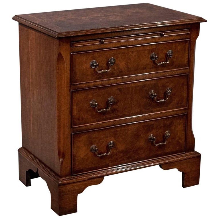 Antique Small Bachelor's Chest Drawers Fine Burr Walnut and Mahogany at
