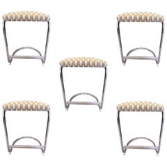 Set of Five Cantilever Design Institute of America Chrome Stools 8