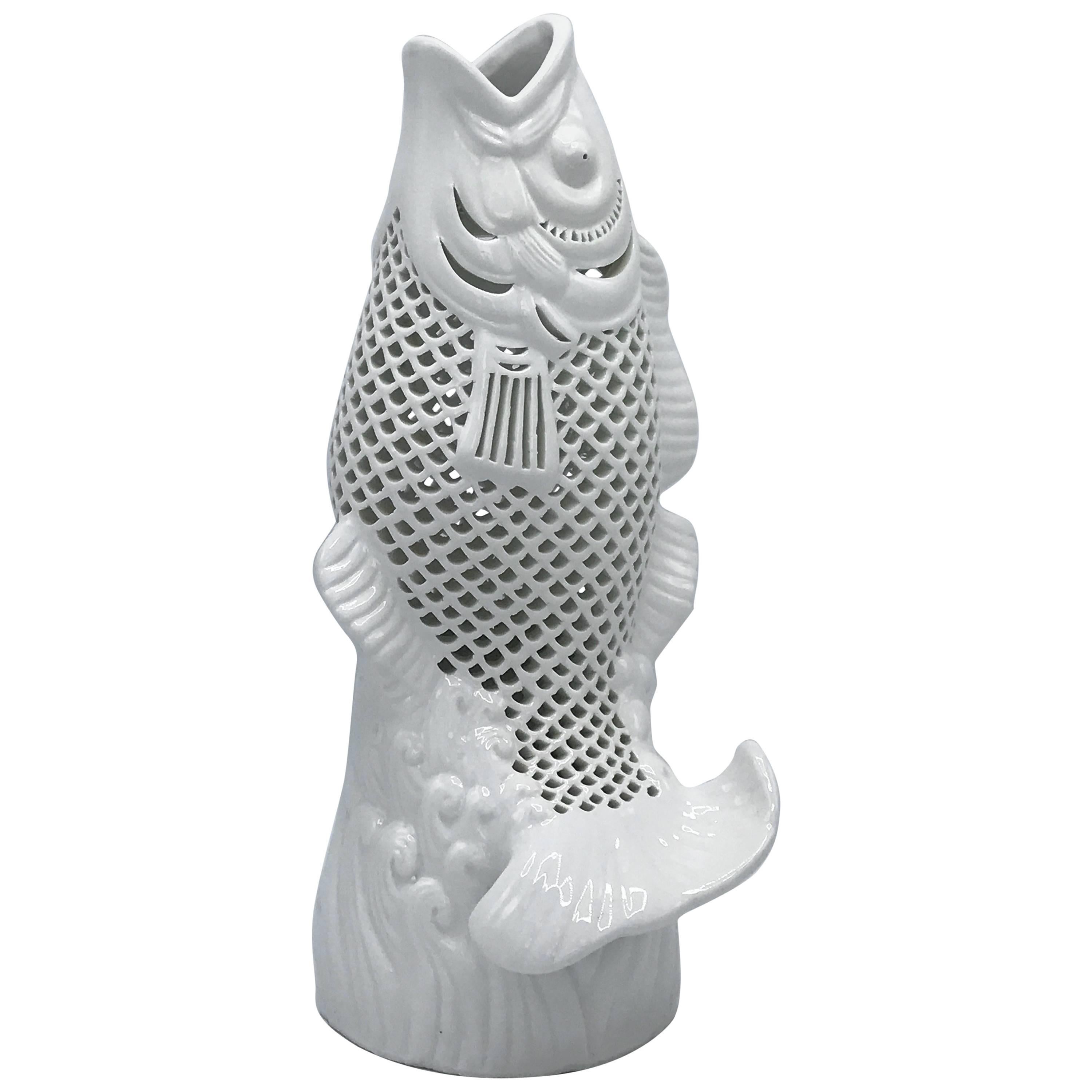 1960s Blanc de Chine Koi Carp Fish Sculpture For Sale