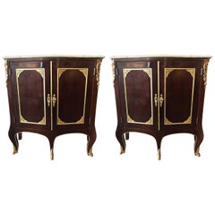 Retro Maison Jansen Style, Louis XV Cabinets, Mahogany, Marble, Europe, 1970s