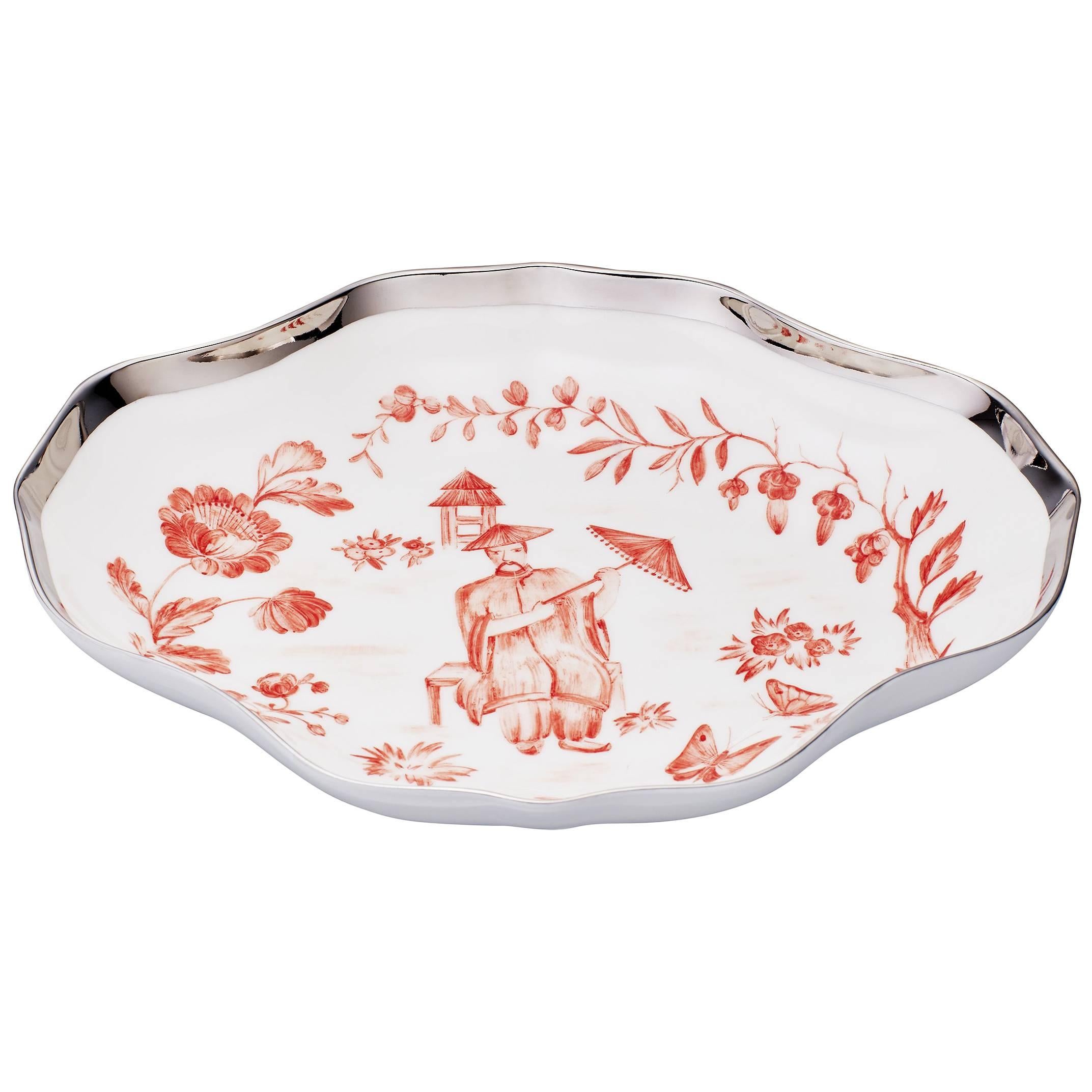 Chinoiserie Handpainted Porcelain Dish Sofina Boutique Kitzbuehel For Sale