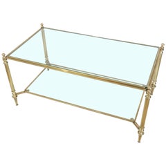 Neoclassical Brass and Glass Coffee Table by Maison Jansen