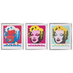 Ensemble de trois tirages Andy Warhol Marilyn 1967 encadrés par Nouvelles Images:: 1989