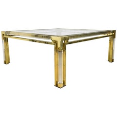 Mid-Century Modern Brass and Lucite Coffee Table Attributed to Romeo Rega