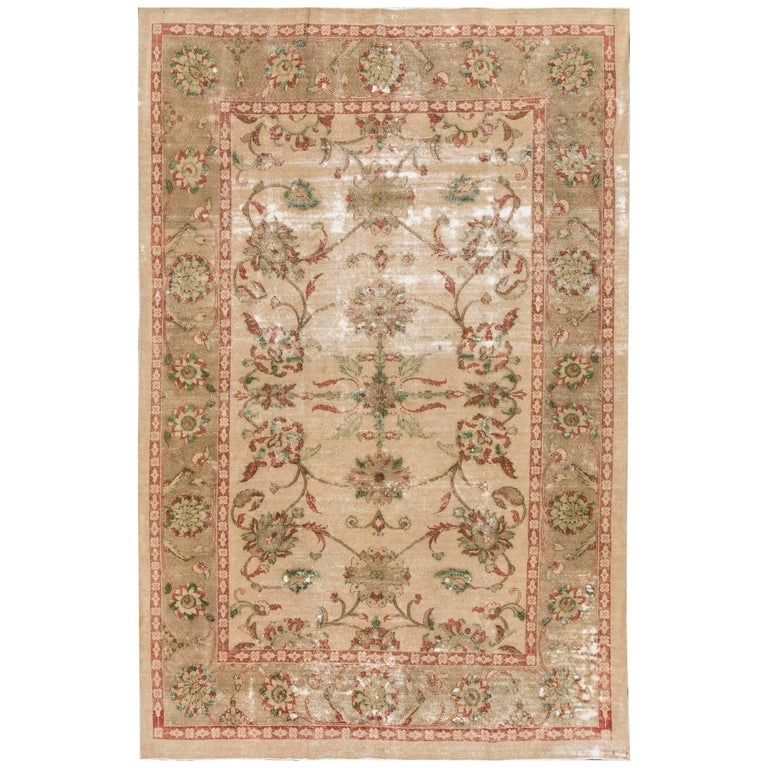Vintage Distressed Persian Tabriz Rug For Sale at 1stDibs