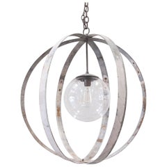 Industrial Chandelier with Vintage Glass Globe 1