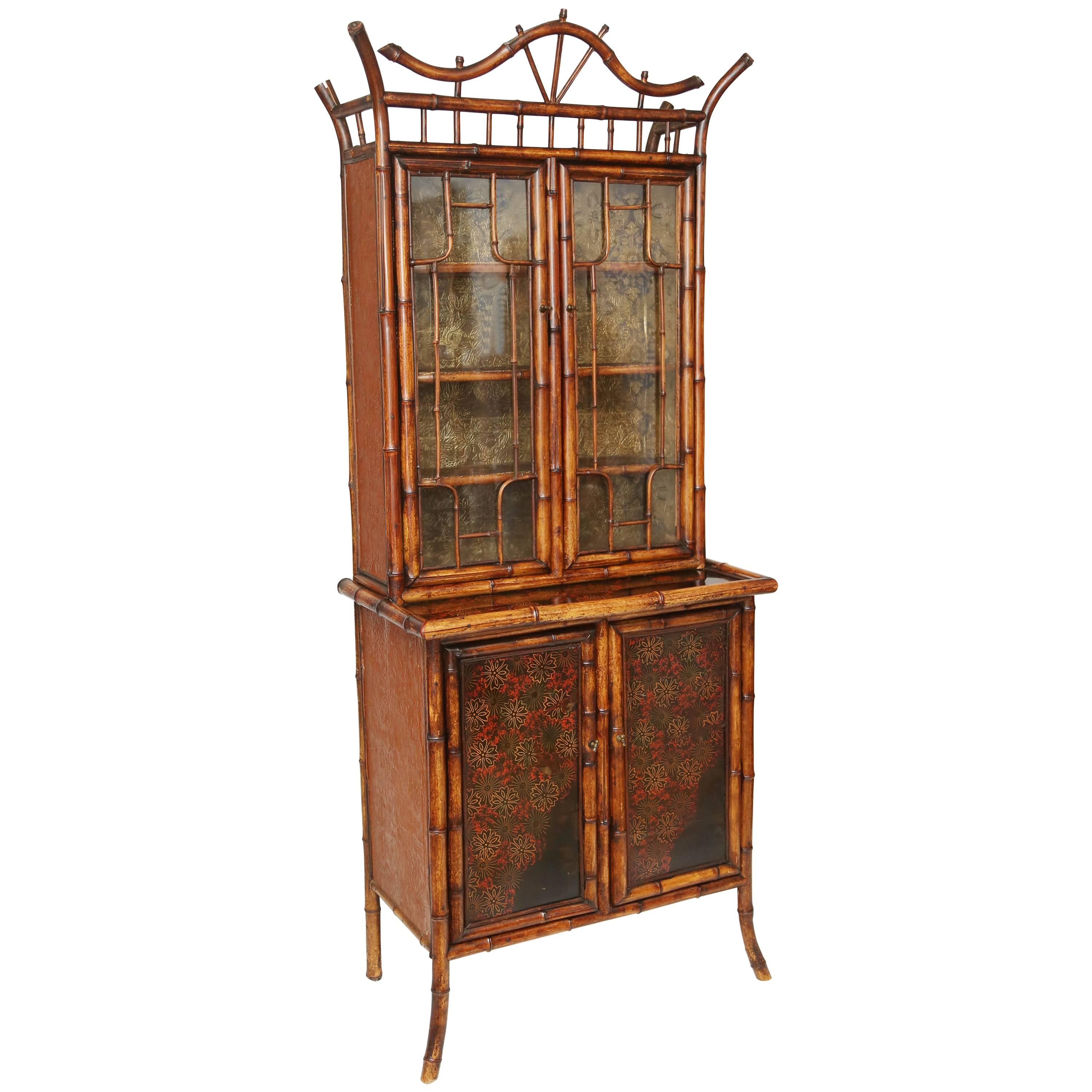 Beautiful 19th Century English Bamboo Cabinet or Bookcase