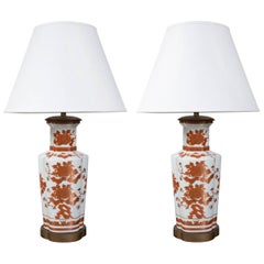 Pair of Hand-Painted Porcelain Lamps 9