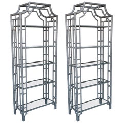 Pair of Faux Bamboo Etageres