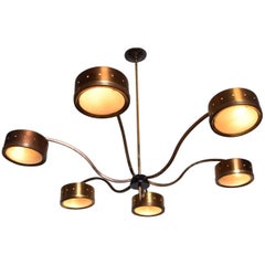 Mid-Century Modern Sculptural Chandelier with Six Arms