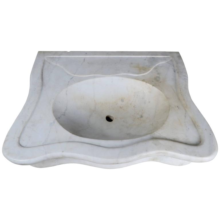 Serpentine Shaped Carrara Marble Sink Circa 1900