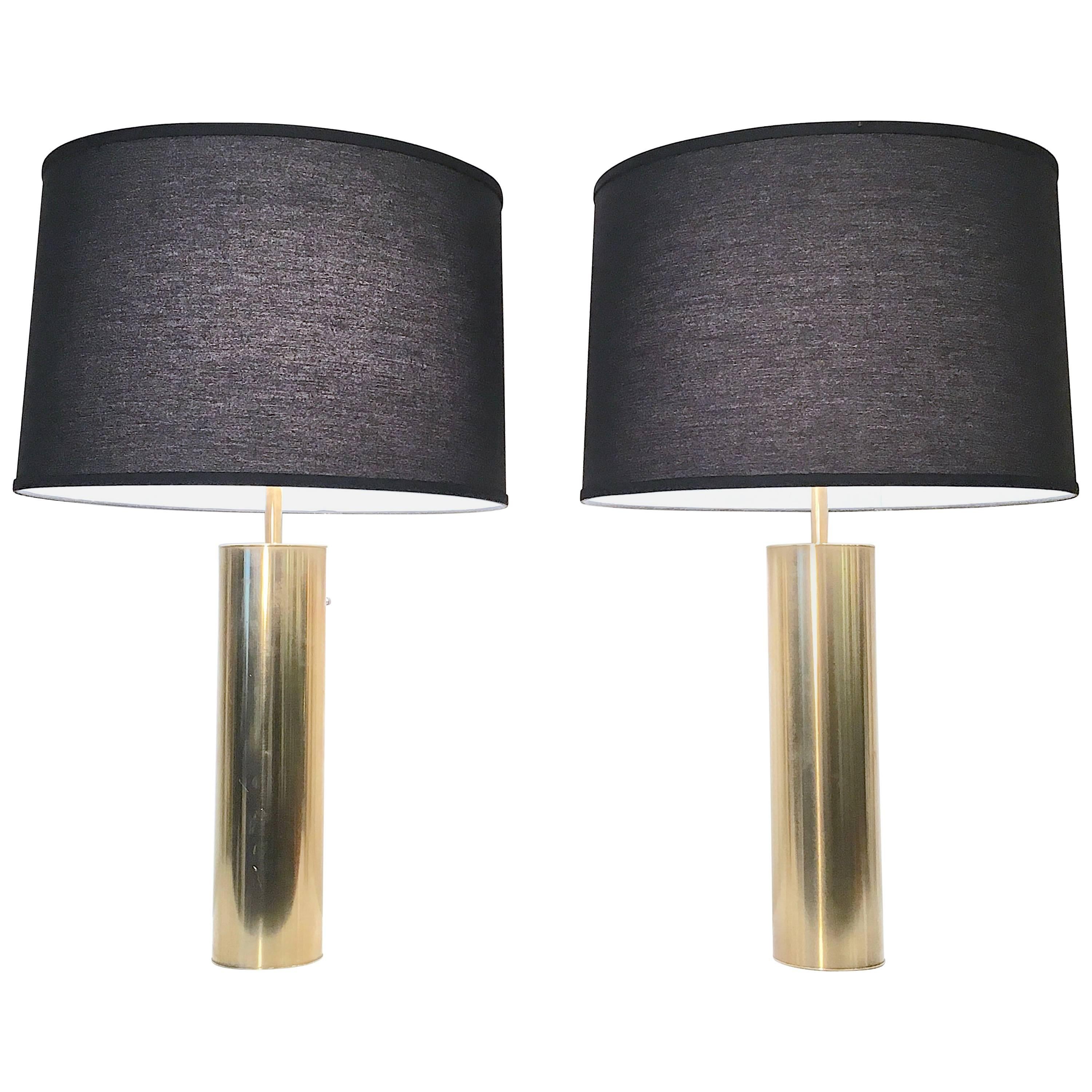 Pair of Brass Lamps by Nessen For Sale