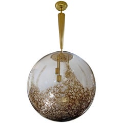 Italian Mid-Century Oversized Murano Brown Mottled Globe or Chandelier