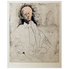 Jim Dine Original Hand Colored Etching, Self Portrait, 1976, "The Die Maker"