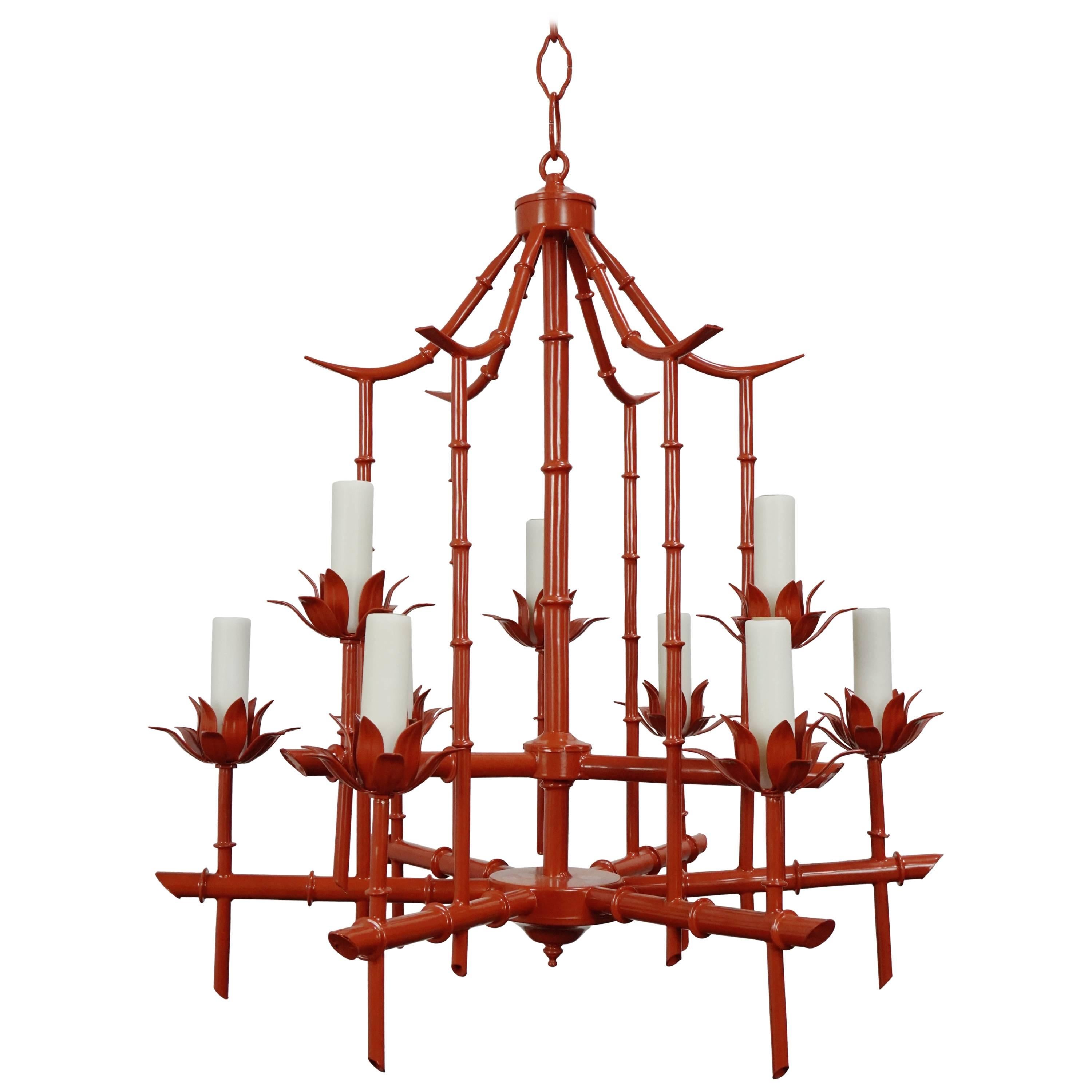 1970's Faux Bamboo Pagoda Chandelier