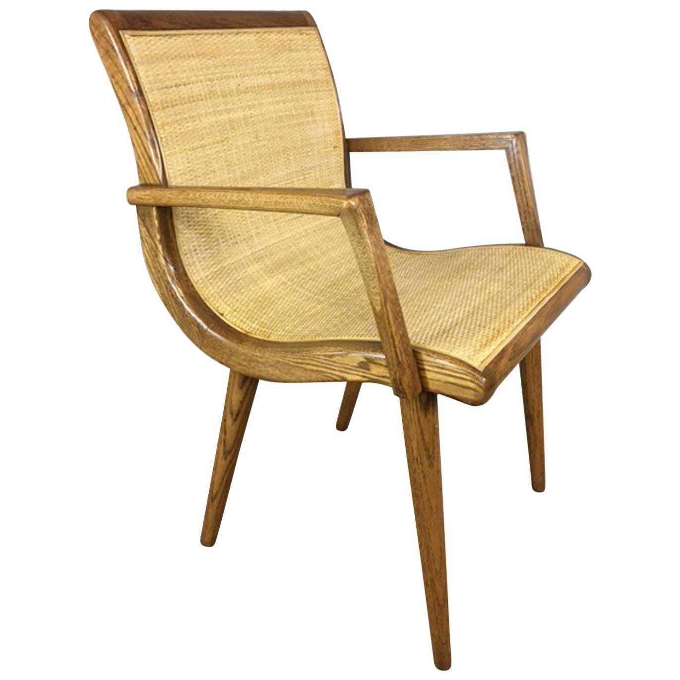 Oak Slipper Chair with Cane Sling