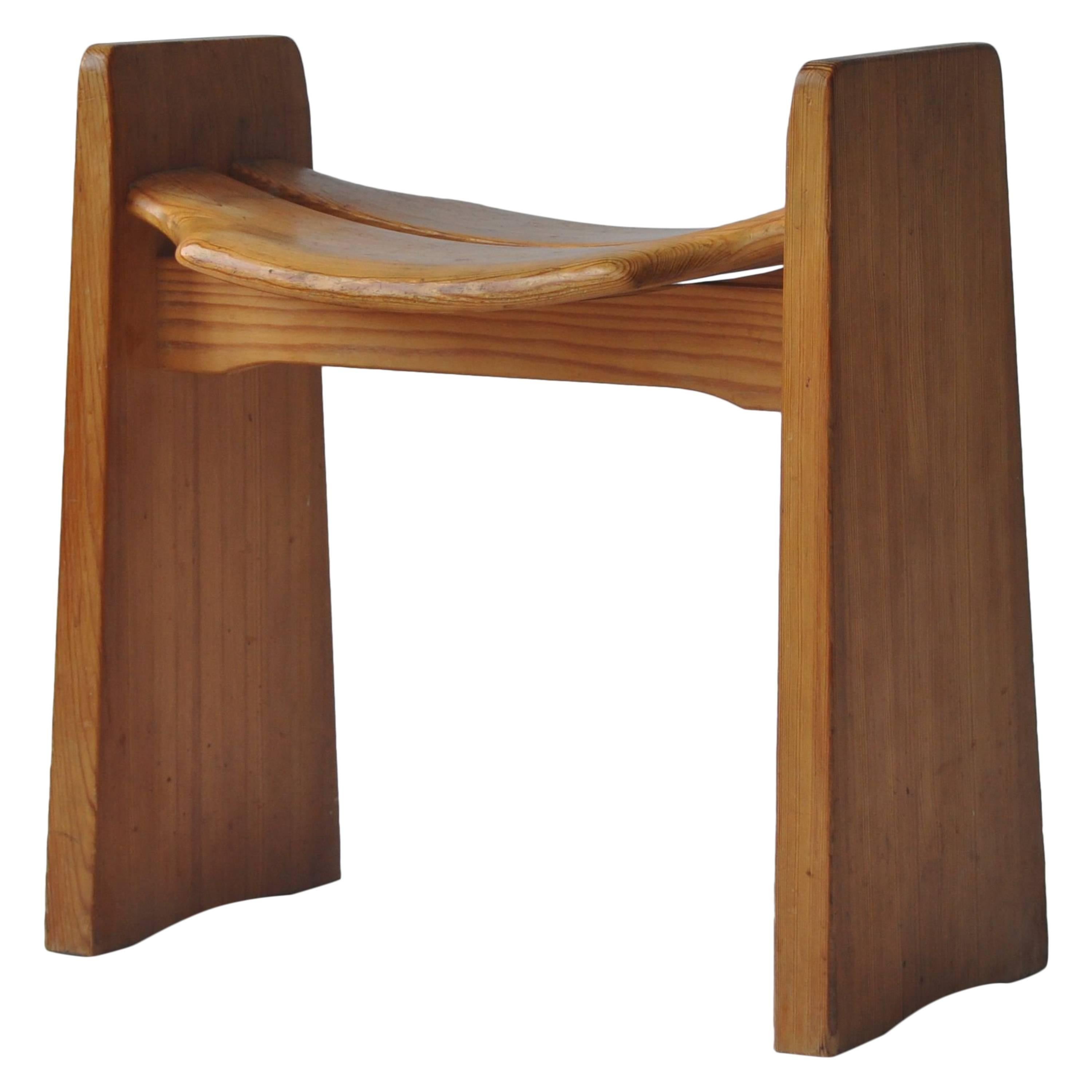 Solid Pine Stool by Gilbert Marklund For Sale