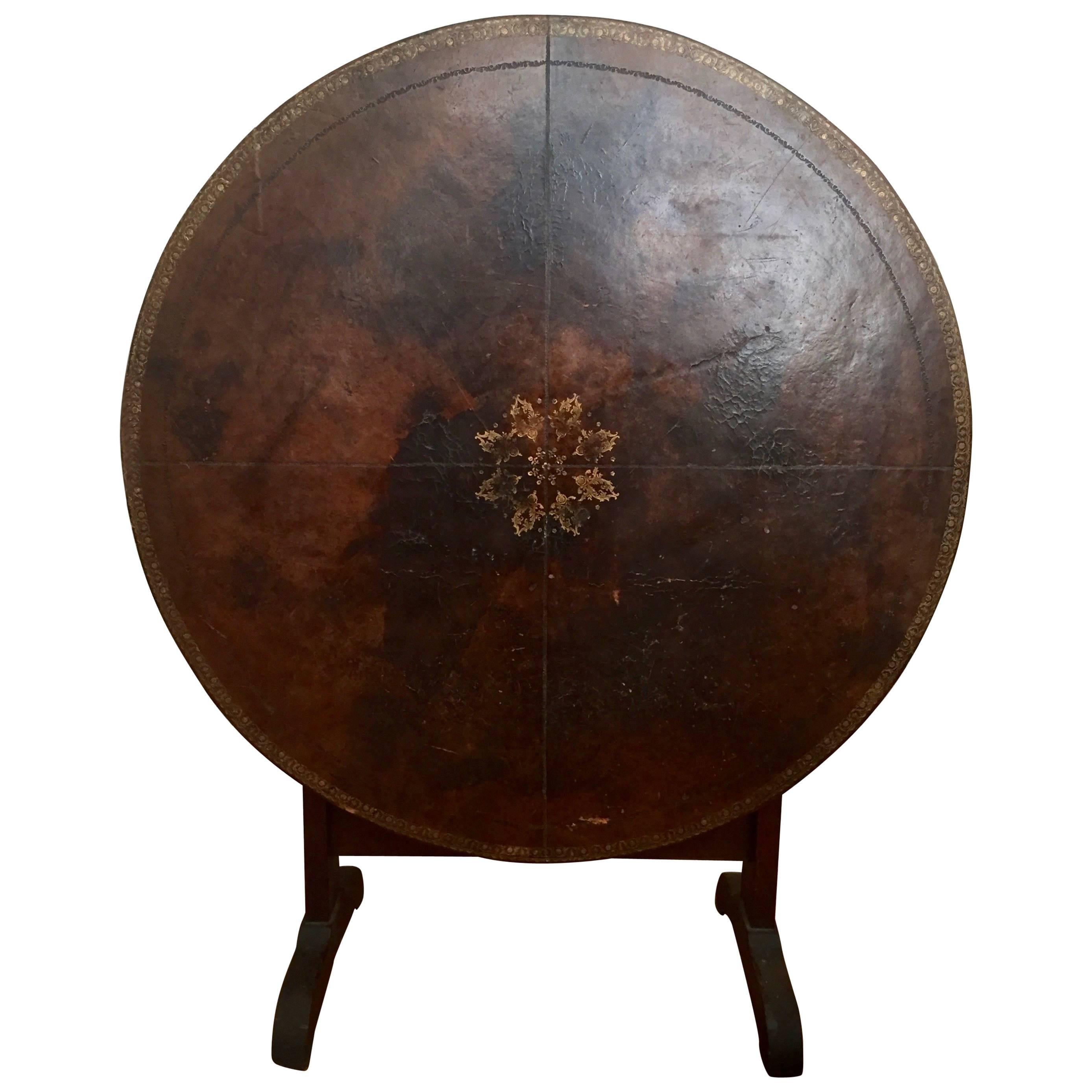 French 19th Century Leather Top Champagne Table For Sale