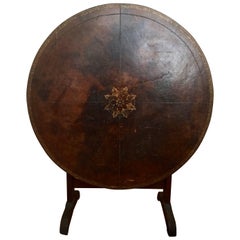 French 19th Century Leather Top Champagne Table