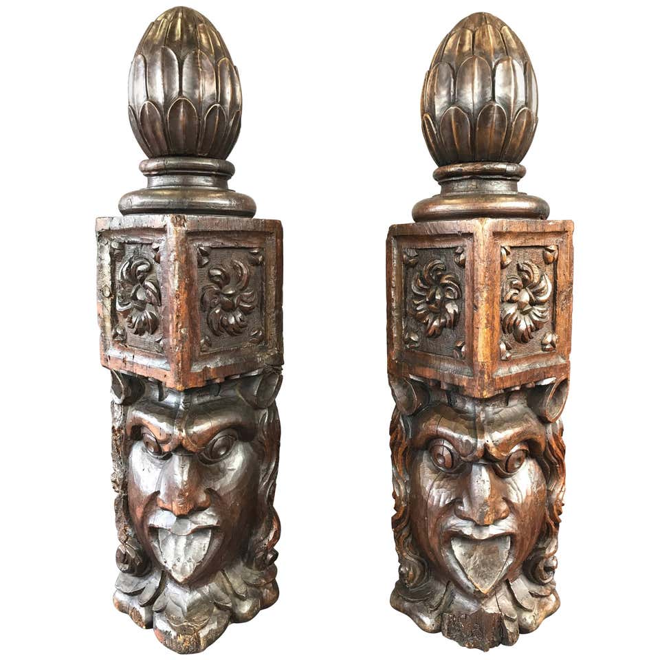 Pair of Cast Iron Newel Posts at 1stdibs