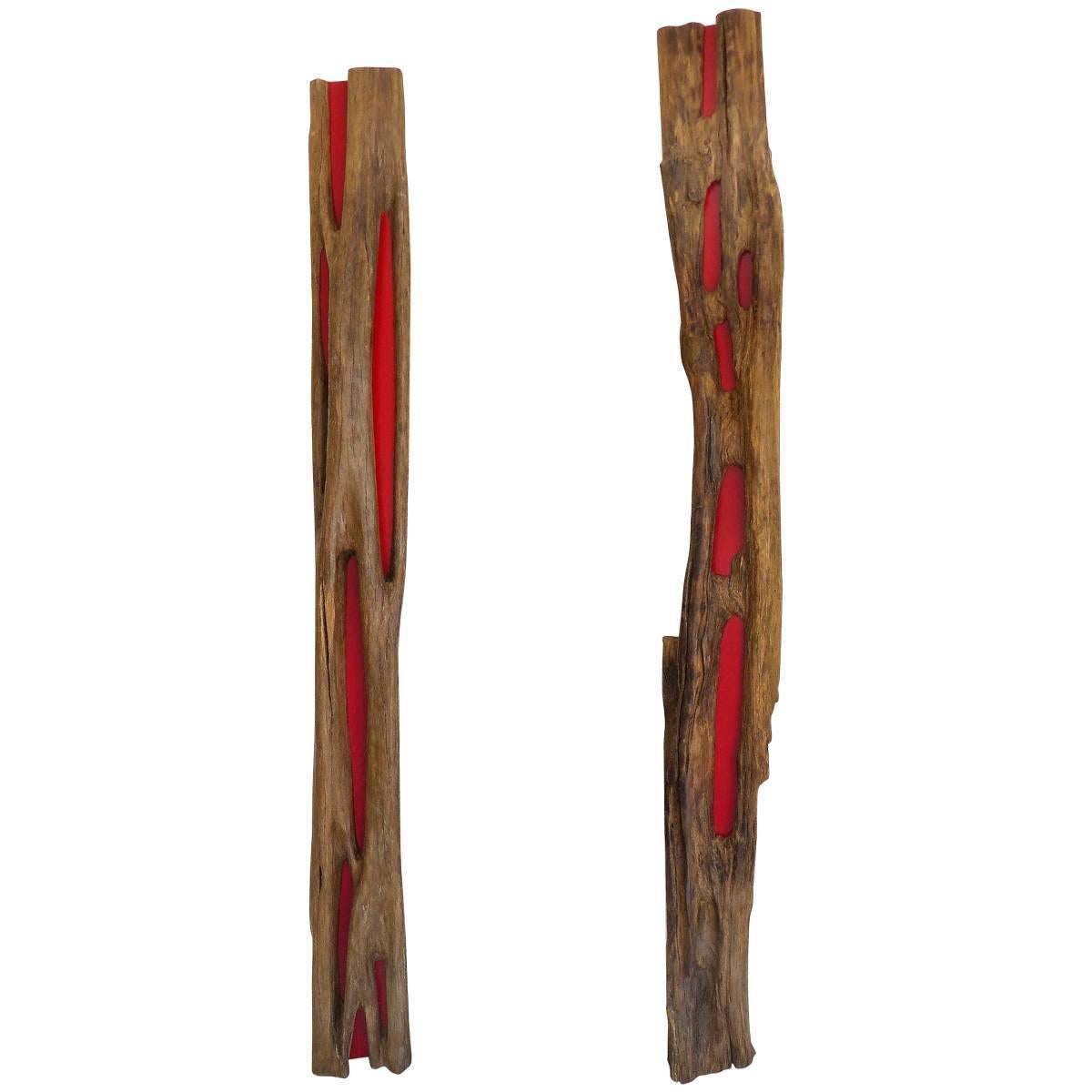 Pair of Reclaimed Wood Log Sculptures by Valeria Totti