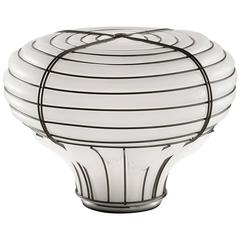 Exquisite Glass and Steel 'Chapeau' Table Lamp