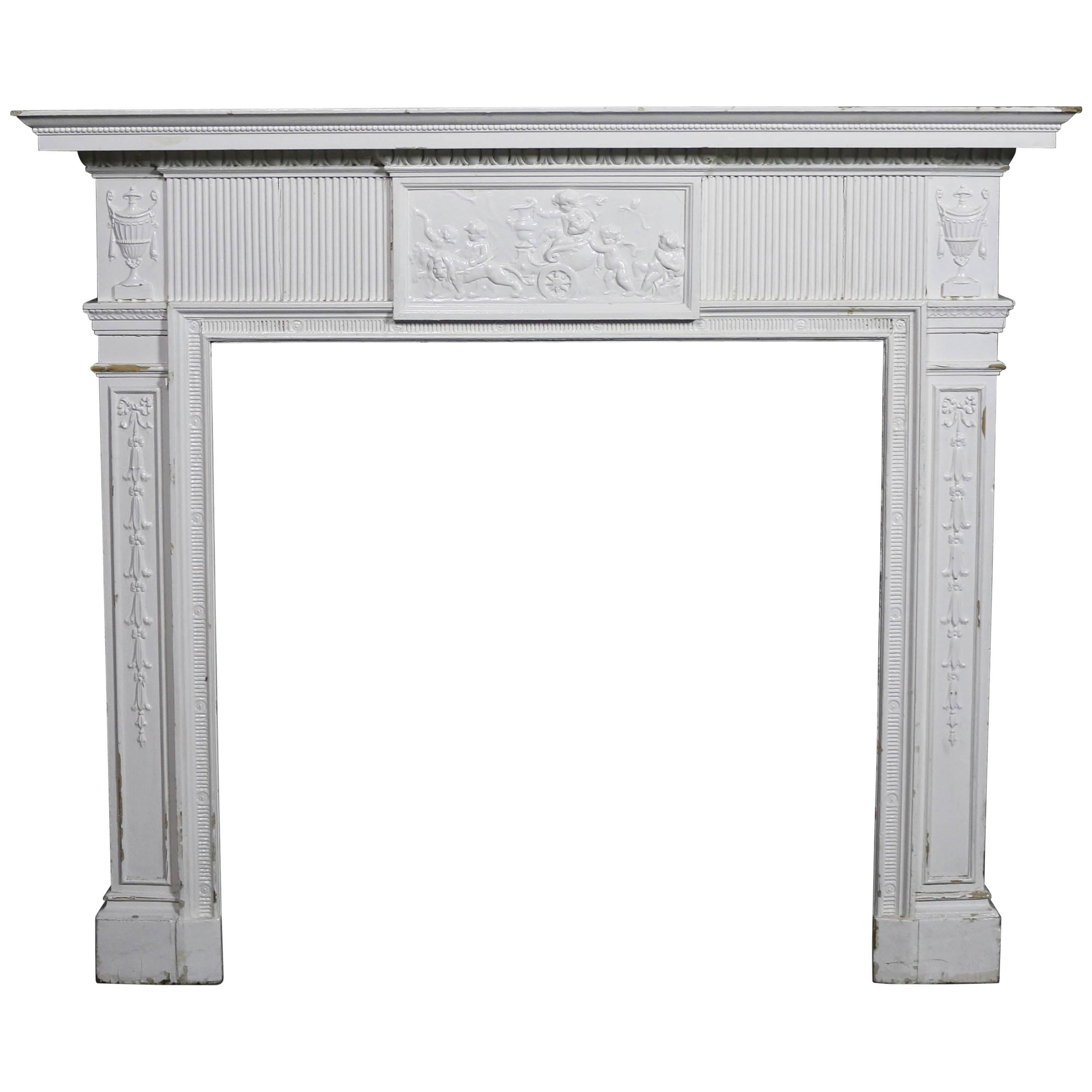 Painted 19th Century Pine and Composition Fire Surround
