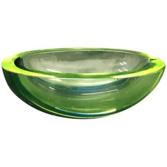 Vintage Green and Blue Murano Glass Bowl, circa 1970
