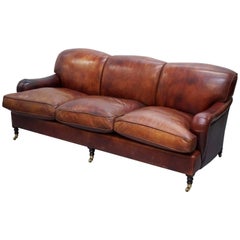 George Smith Signature Howard & Son's Style Sofa Hand-Dyed Brown Leather