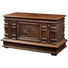 Mid-18th Century Finely Carved Oak Kist or Coffer
