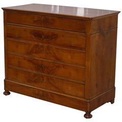 Antique Rare 1840 German Biedermeier Cherrywood Chest of Drawers Commode Marble Inside