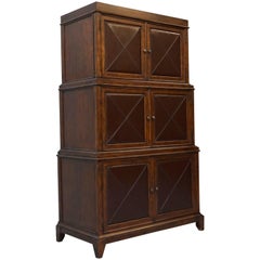 Rare Bernhardt Leather and Mahogany Entertainment Cabinet with Drawers