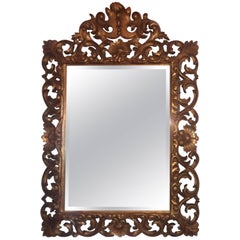 19th Century Rococo Golden Wood French Mirror, 1880