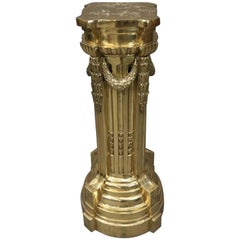 Vintage Neoclassical Gilt Bronze Sculpture Pedestal, circa 1960
