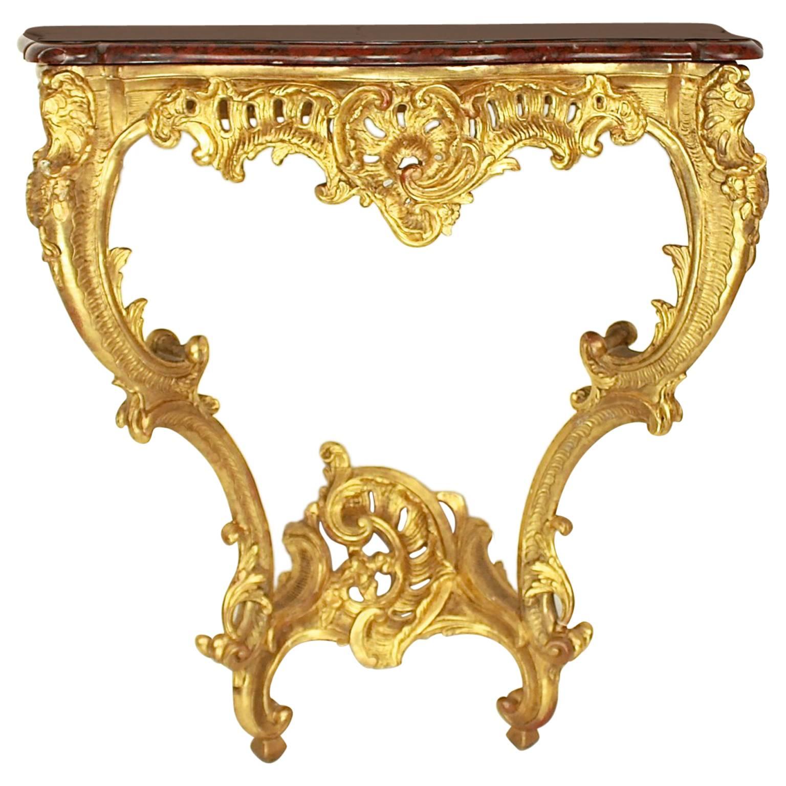 French Louis XV Giltwood Console Table, Mid-18th Century