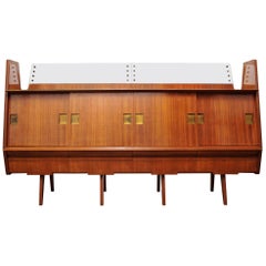 20th Century Italian Sideboard 1960s Made of Teak, Brass, Glass and Mirror