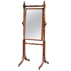 Antique George III Period Mahogany Cheval Mirror the Edge of the Plate Crossbanded