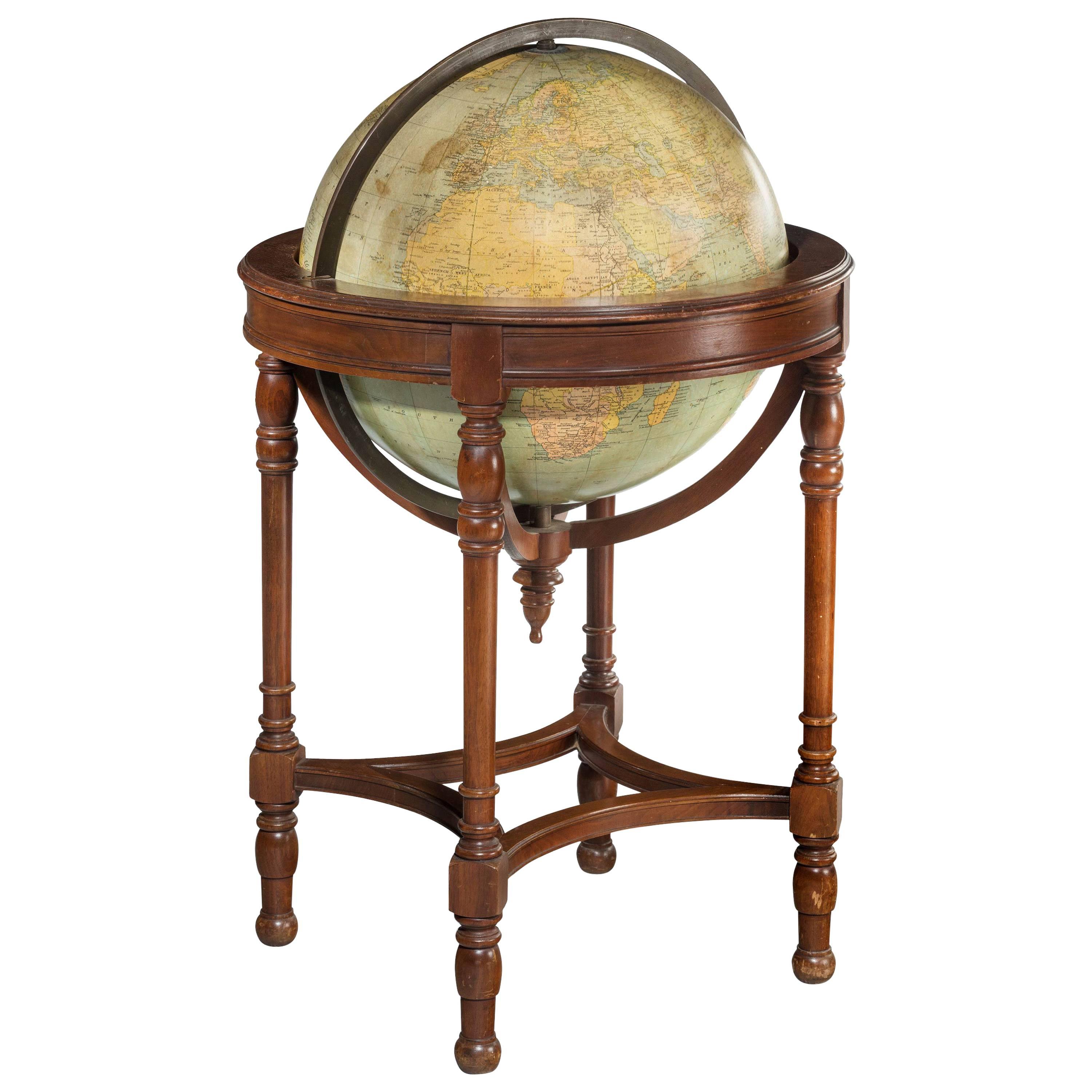 19th Century Terrestrial 18 Inch Globe by Webber Costello Co