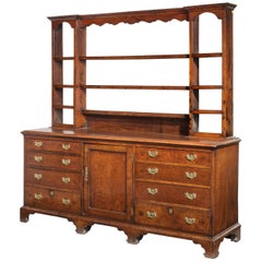 Late 18th Century Oak Dresser and Rack the Base with Central Panel Door