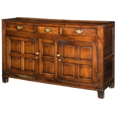 Late 18th century oak dresser base with three drawers to the top