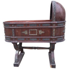 Unusual Antique French Bronze Inlaid Louis Baby Crib 6