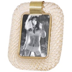 Venini Torcigione Murano Glass Photo Frame with Gold Inclusions