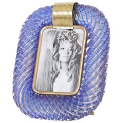 Venini Torcigione Blue Glass Frame with Gold Inclusions 8
