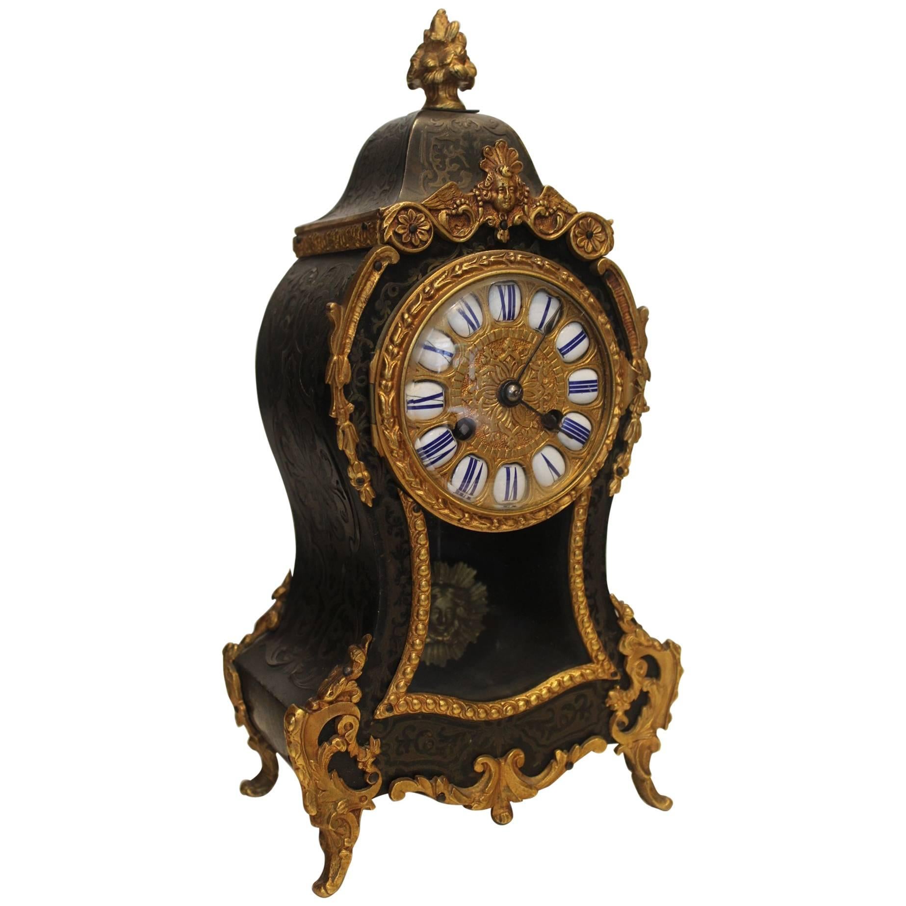 19th Century French Boulle and Brass Inlay Clock by Barrard & Vignon. c. 1870