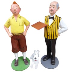 Vintage Tintin, Snowy and Nestor Papermaché Group