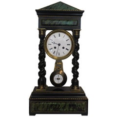 Antique Mid-19th Century French Timber Portico Clock by Eugene Williez