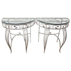 Salterini Style Wrought Iron Console Tables