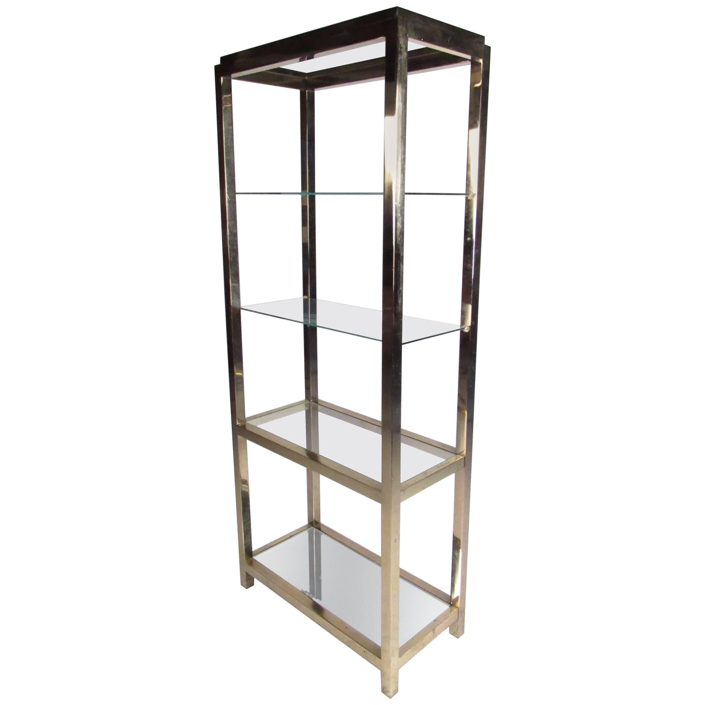 Mid-Century Modern Polished Brass Etagere For Sale